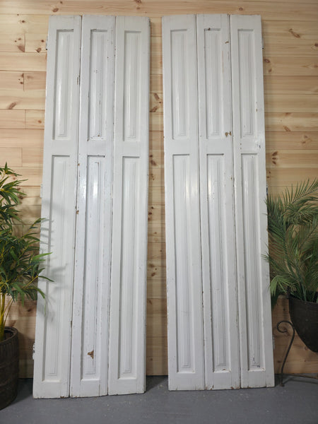 Vintage French Wooden Pine Bi Folding Window Door Shutters Screen Room Divider