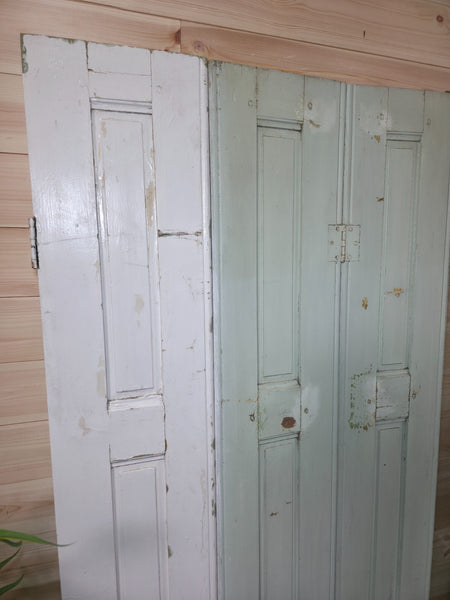 Vintage French Wooden Pine Bi Folding Window Door Shutters Screen Room Divider
