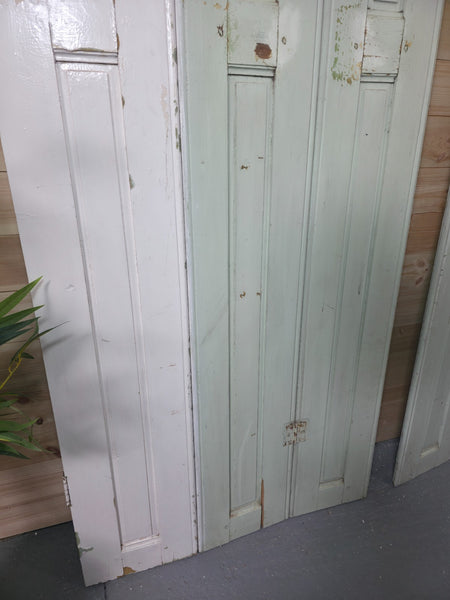 Vintage French Wooden Pine Bi Folding Window Door Shutters Screen Room Divider
