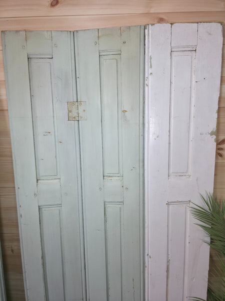 Vintage French Wooden Pine Bi Folding Window Door Shutters Screen Room Divider