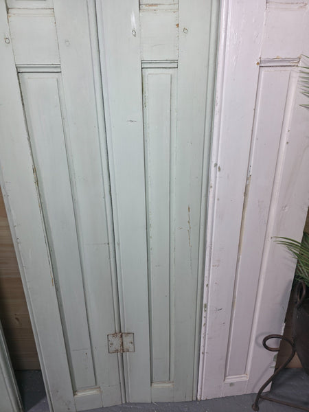 Vintage French Wooden Pine Bi Folding Window Door Shutters Screen Room Divider