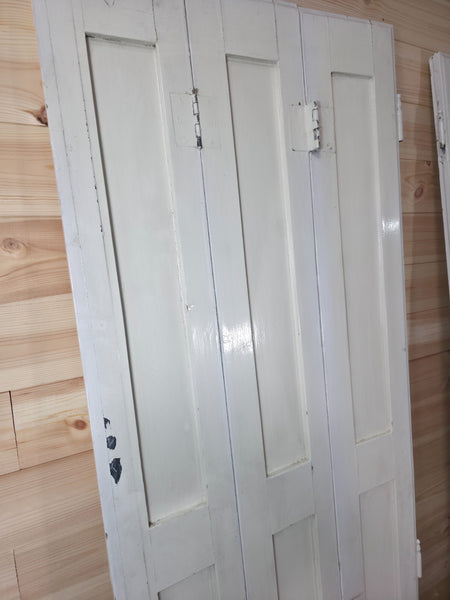 Vintage French Wooden Pine Bi Folding Window Door Shutters Screen Room Divider