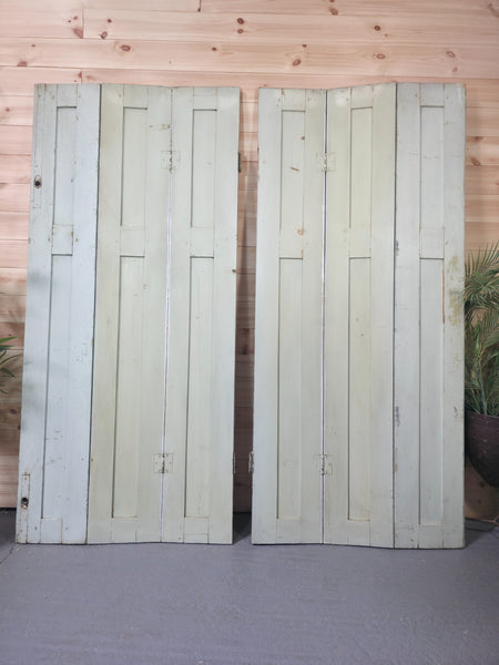 Vintage French Wooden Pine Bi Folding Window Door Shutters Screen Room Divider