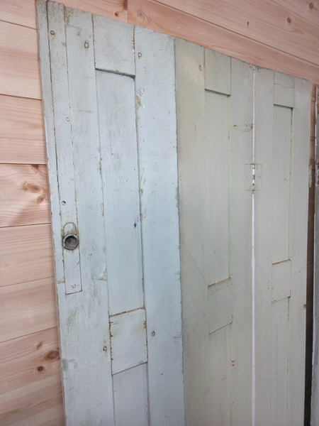 Vintage French Wooden Pine Bi Folding Window Door Shutters Screen Room Divider