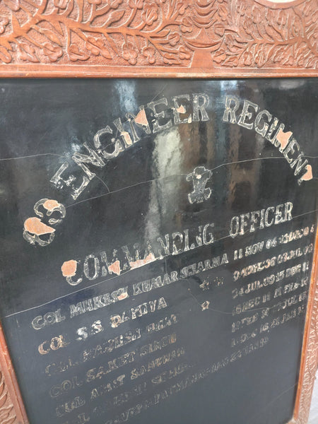 Large Vintage Indian Army Military Honour Board Carved Wooden Frame Menu Board