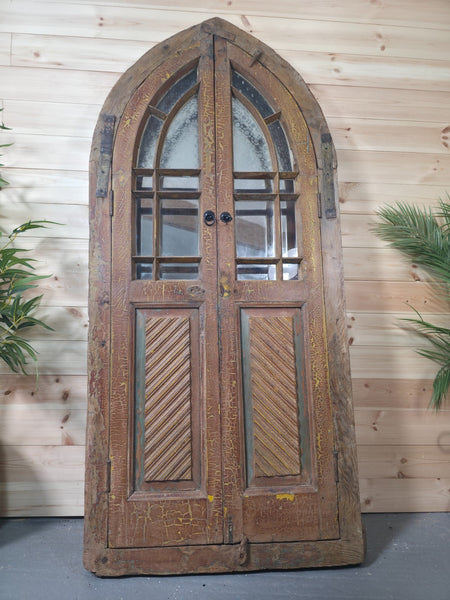Large Antique Vintage Rustic Indian Arched Window Shutter Home Garden Mirror