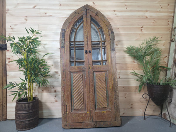 Large Antique Vintage Rustic Indian Arched Window Shutter Home Garden Mirror
