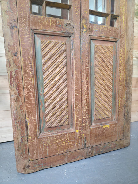 Large Antique Vintage Rustic Indian Arched Window Shutter Home Garden Mirror