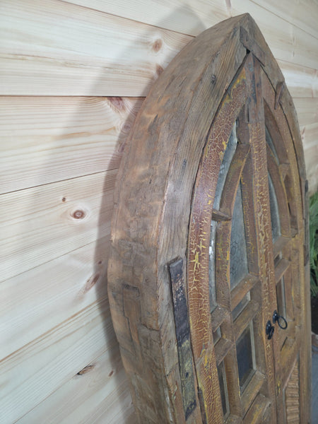 Large Antique Vintage Rustic Indian Arched Window Shutter Home Garden Mirror