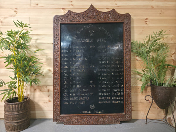 Large Vintage Indian Army Military Honour Board Carved Wooden Frame Menu Board