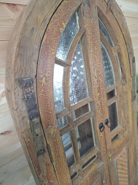 Large Antique Vintage Rustic Indian Arched Window Shutter Home Garden Mirror