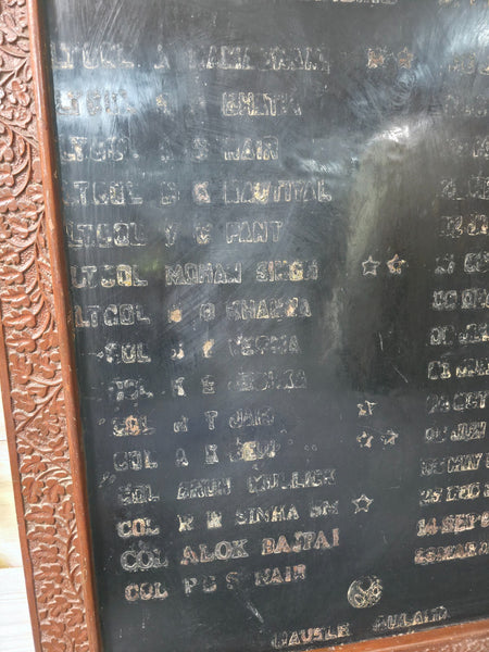 Large Vintage Indian Army Military Honour Board Carved Wooden Frame Menu Board
