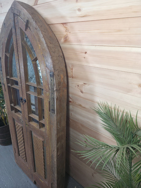 Large Antique Vintage Rustic Indian Arched Window Shutter Home Garden Mirror