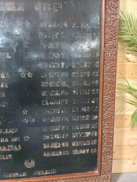 Large Vintage Indian Army Military Honour Board Carved Wooden Frame Menu Board