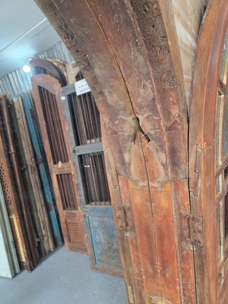 Large Antique Vintage Rustic Indian Arched Window Shutter Home Garden Mirror