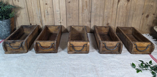 Vintage Indian Wooden Brick Mould With Handles Kitchen Bathroom Storage Box