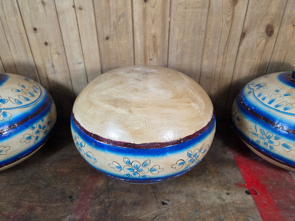 Indian Hand Made Painted Riveted Metal Water Vessel Lota Dry Flower Vase