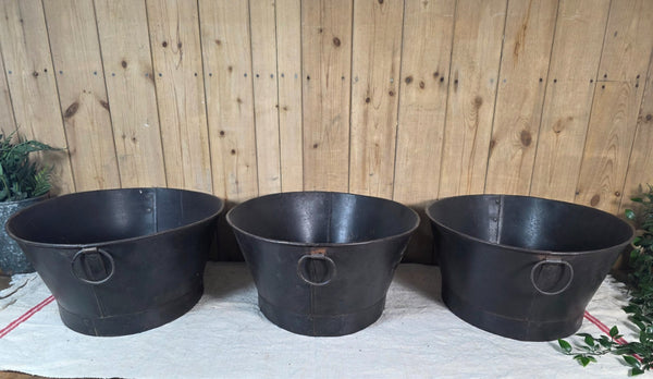 Rustic Reclaimed Metal Oval Tub Planter