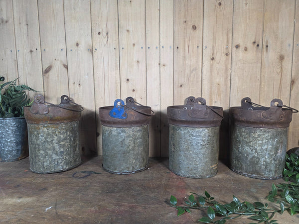 Vintage Reclaimed Metal Galvanised Ammo Bucket Candle Lantern Planter