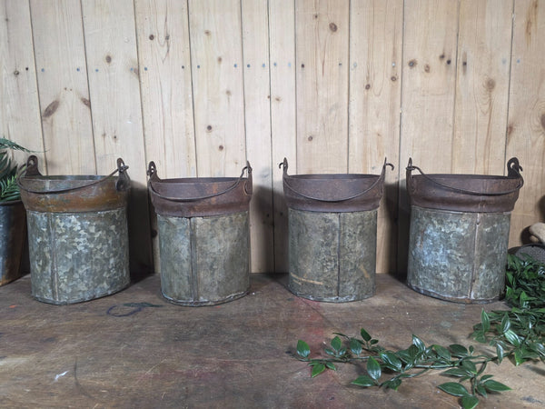 Vintage Reclaimed Metal Galvanised Ammo Bucket Candle Lantern Planter