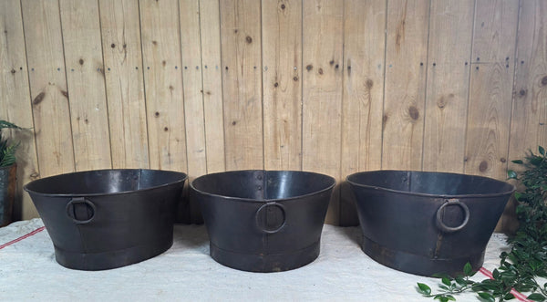 Rustic Reclaimed Metal Oval Tub Planter