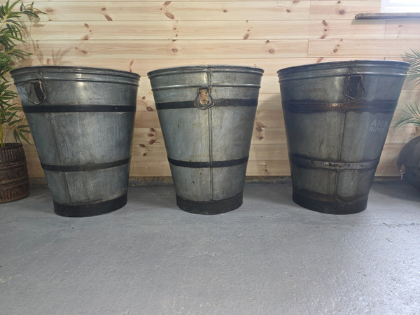 XL Large Rustic Reclaimed Galvanised Round Metal Olive Tree Garden Planter