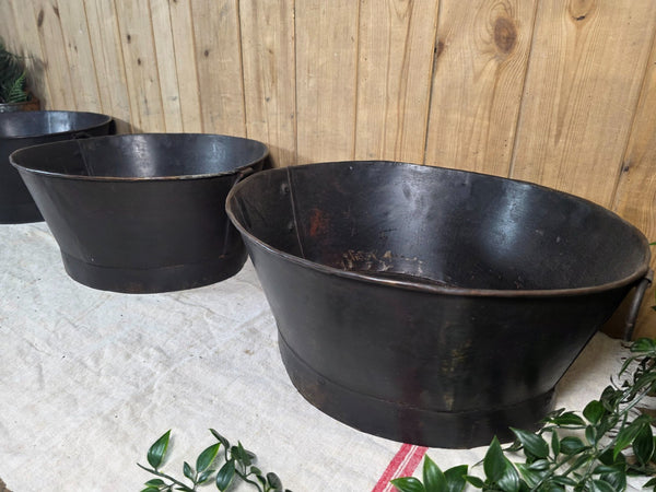 Rustic Reclaimed Metal Oval Tub Planter