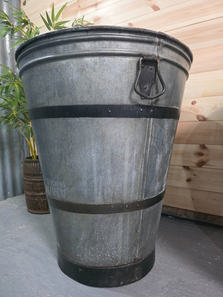 XL Large Rustic Reclaimed Galvanised Round Metal Olive Tree Garden Planter