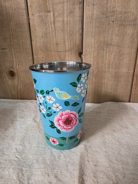 Hand Painted Indian Stainless Steel Picnic Camping Drinks Beaker Cup