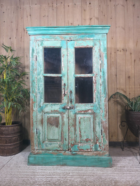 Vintage Reclaimed Indian Freestanding Kitchen Bathroom Drinks Display Cabinet