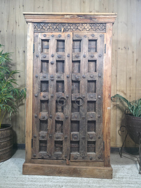 Vintage Reclaimed Indian Rustic Wooden Free Standing Cupboard Drinks Cabinet