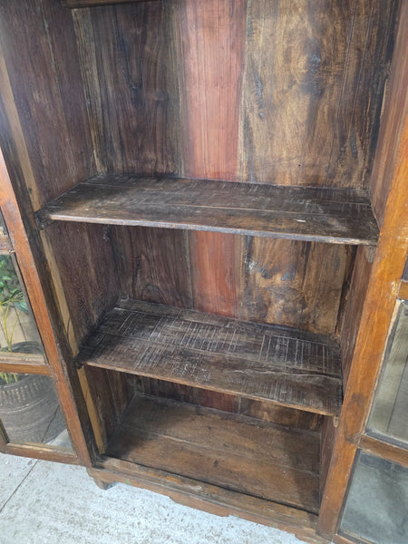 Vintage Indian Glazed Colonial Wooden Kitchen Bathroom Drinks Display Cabinet