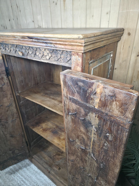 Vintage Reclaimed Indian Rustic Wooden Free Standing Cupboard Drinks Cabinet