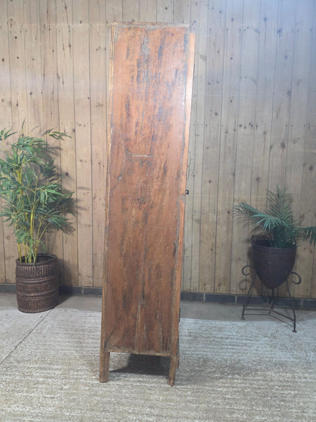 Vintage Indian Glazed Colonial Wooden Kitchen Bathroom Drinks Display Cabinet