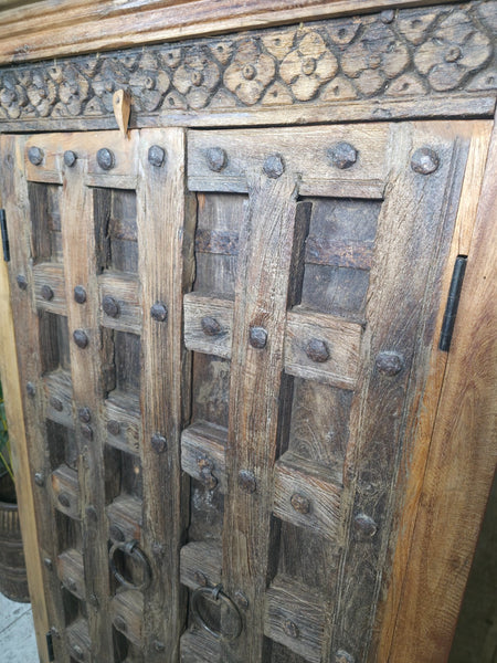 Vintage Reclaimed Indian Rustic Wooden Free Standing Cupboard Drinks Cabinet