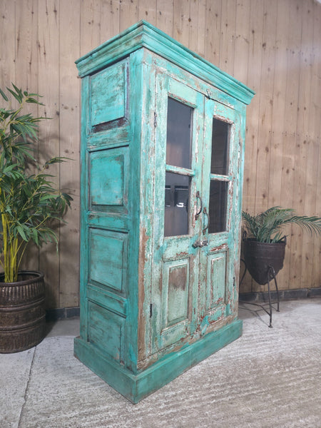 Vintage Reclaimed Indian Freestanding Kitchen Bathroom Drinks Display Cabinet