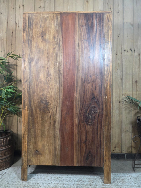 Vintage Indian Glazed Colonial Wooden Kitchen Bathroom Drinks Display Cabinet