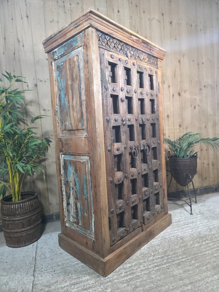 Vintage Reclaimed Indian Rustic Wooden Free Standing Cupboard Drinks Cabinet