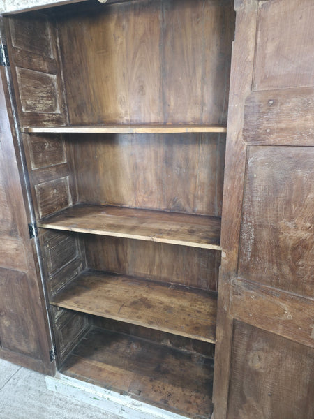 Large Vintage Reclaimed Indian Solid Wooden House Keepers Linen Cupboard