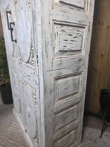 Large Vintage Reclaimed Indian Solid Wooden House Keepers Linen Cupboard
