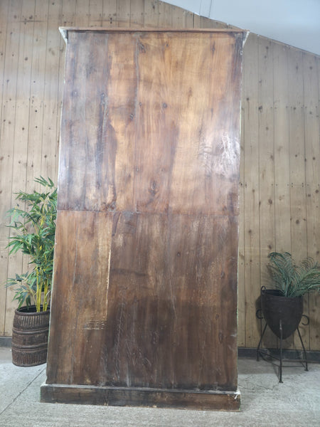 Large Vintage Reclaimed Indian Solid Wooden House Keepers Linen Cupboard