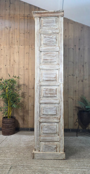 Large Vintage Reclaimed Indian Solid Wooden House Keepers Linen Cupboard