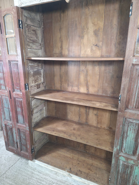 Large Vintage Reclaimed Indian Solid Wooden House Keepers Linen Cupboard