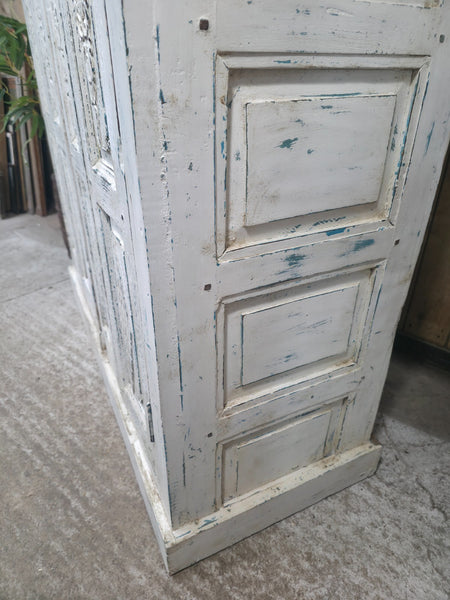 Large Vintage Reclaimed Indian Solid Wooden House Keepers Linen Cupboard
