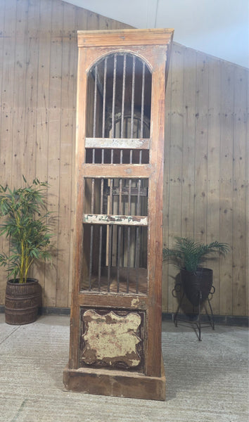 Large Vintage Reclaimed Rustic Carved Indian Solid Wooden Bookcase Shelving Unit