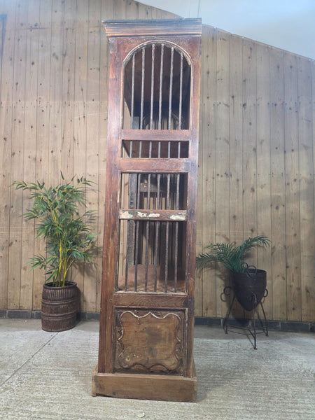 Large Vintage Reclaimed Rustic Carved Indian Solid Wooden Bookcase Shelving Unit