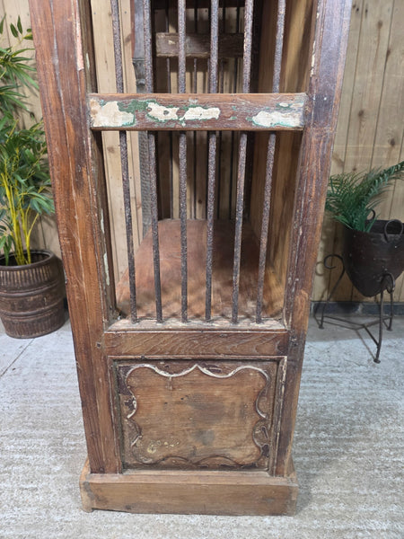 Large Vintage Reclaimed Rustic Carved Indian Solid Wooden Bookcase Shelving Unit