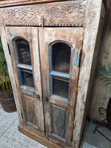 Vintage Reclaimed Indian Freestanding Kitchen Bathroom Drinks Display Cabinet