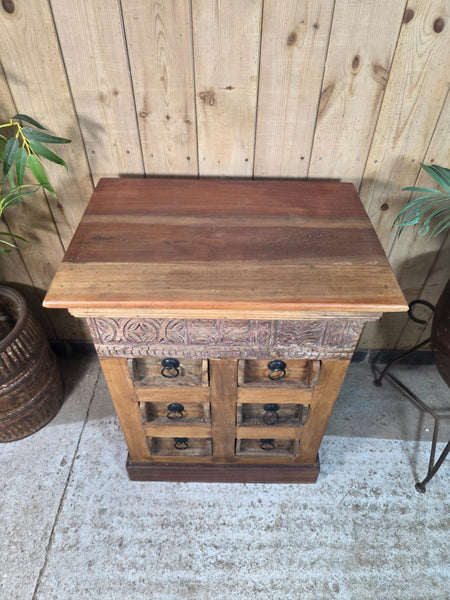 Vintage Reclaimed Indian Solid Wooden Brick Mould Drawer Unit Bedside Kitchen