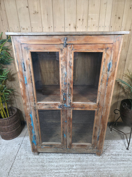 Vintage Reclaimed Indian Freestanding Kitchen Bathroom Drinks Display Cabinet